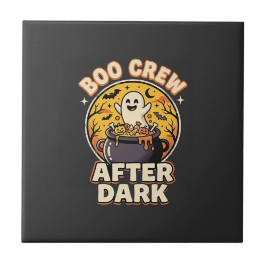 Halloween Boo Crew Badge Tegeltje (Voorkant)
