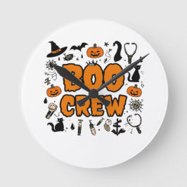 Halloween Boo Crew Clock - Speelse Ghost Home Deco Ronde Klok