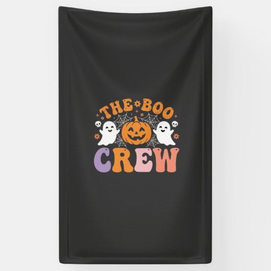 Halloween Boo Crew Geest Pompoen Ontwerp_1 Spandoek (Verticaal)