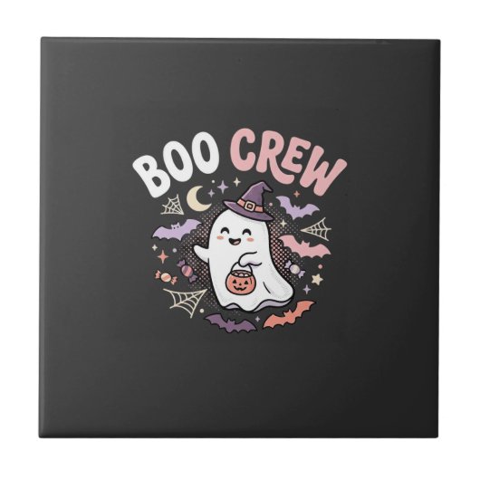 Halloween Boo Crew Geest Tegeltje (Voorkant)