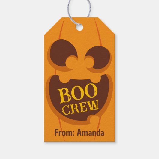 Halloween Boo Crew Pumpkin Spooky Retro Face Cadeaulabel (Voorkant)