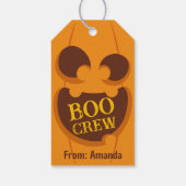 Halloween Boo Crew Pumpkin Spooky Retro Face Cadeaulabel (Achterkant)