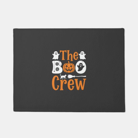 Halloween Boo Crew Spook Pompoen Kat Ontwerp Deurmat (Voorkant)