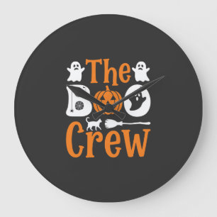 Halloween Boo Crew Spook Pompoen Kat Ontwerp Grote Klok