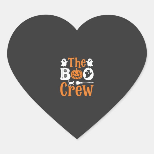 Halloween Boo Crew Spook Pompoen Kat Ontwerp Hart Sticker (Voorkant)