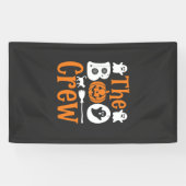 Halloween Boo Crew Spook Pompoen Kat Ontwerp Spandoek (Horizontaal)