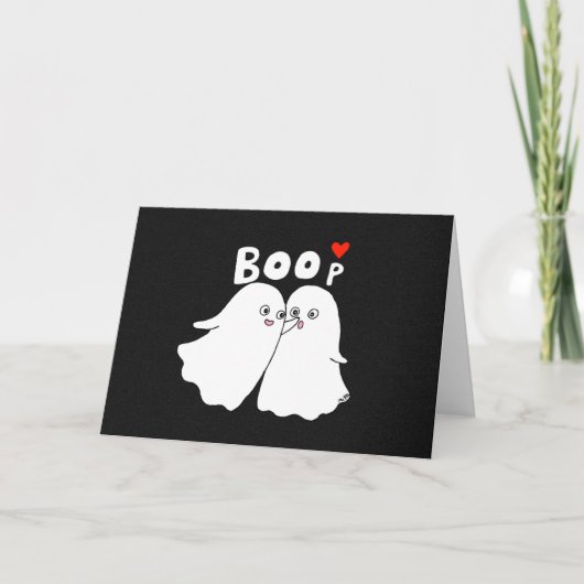 Halloween Boo Cute Ghost Funny Valentijnsdag Kaart (Voorkant)