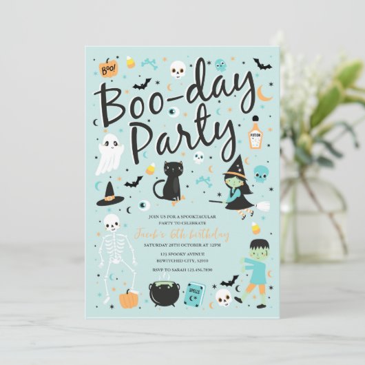 Halloween BOO-DAY Party uitnodiging (Staand voorkant)