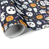 HALLOWEEN BOO EN POMPOEN NAADLOOS PATROON CADEAUPAPIER (Rol Hoek)