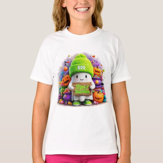 Halloween Boo Geest - Gelukkig Halloween T-shirt (Voorkant)