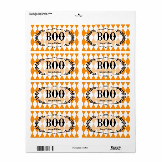 Halloween Boo Gepersonaliseerde Treat Bag Label (Full Sheet)