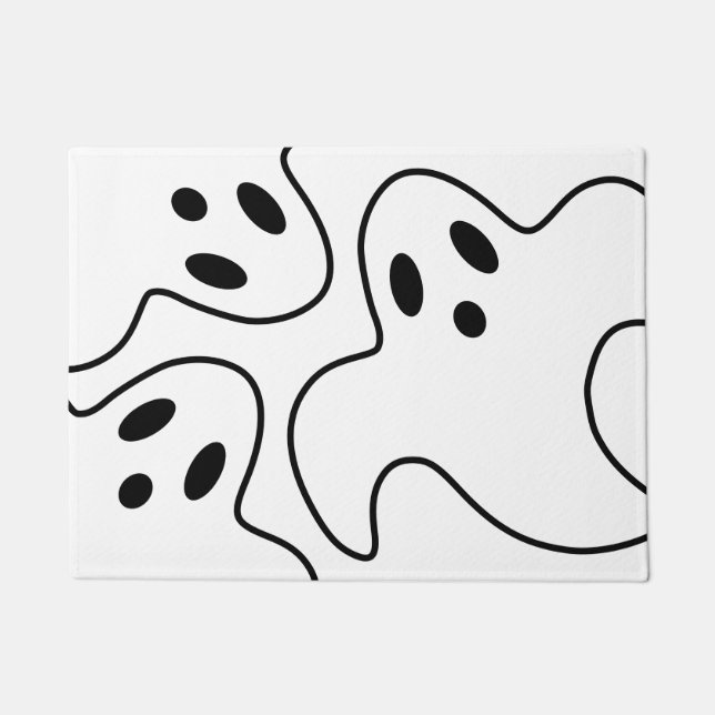 Halloween Boo Ghost Black en White Deurmat (Voorkant)