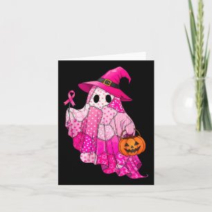Halloween Boo Ghost Breast Cancer Awareness Pink B Kaart