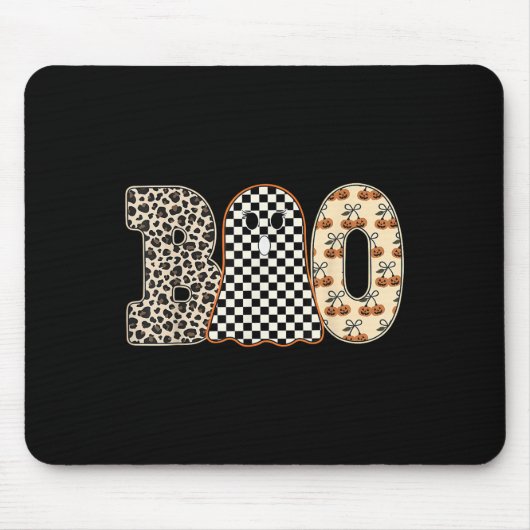 Halloween Boo Ghost Leopard Cherries Geruite Sok Muismat (Voorkant)