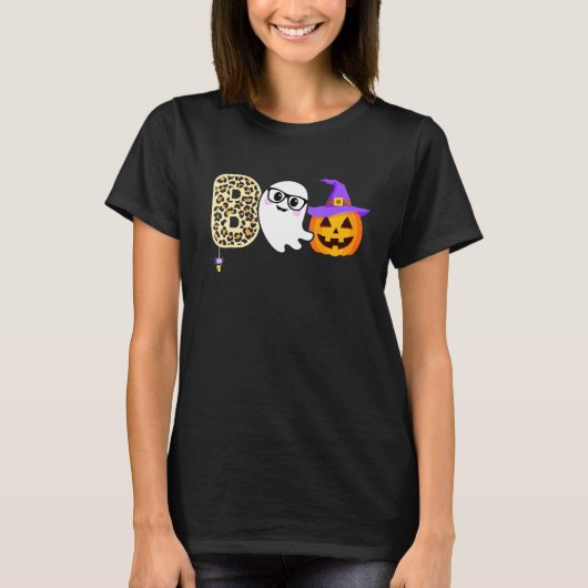 Halloween Boo Ghost Leopard Pumpkin Witch Pet Boys T-shirt (Voorkant)