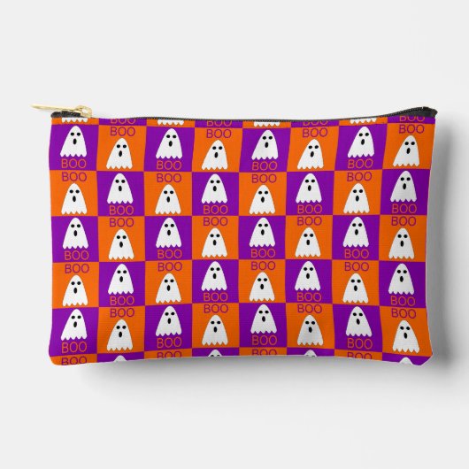 Halloween Boo Ghost Paars en Oranje Squares Etui (Voorkant)