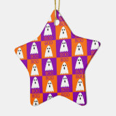 Halloween Boo Ghost Paars en Oranje Squares Keramisch Ornament (Links)