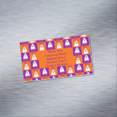 Halloween Boo Ghost Paars en Oranje Squares Magnetisch Visitekaartje (Voorbeeld)