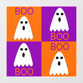 Halloween Boo Ghost Paars en Oranje Squares Raamsticker (Vel)