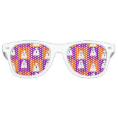 Halloween Boo Ghost Paars en Oranje Squares Retro Zonnebril (Voorkant)
