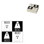 Halloween Boo Ghost Paars en Oranje Squares Rubberstempel (Gestempeld)