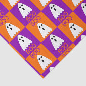 Halloween Boo Ghost Paars en Oranje Squares Tissuepapier (Detail)