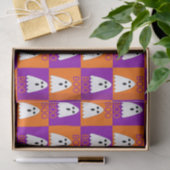 Halloween Boo Ghost Paars en Oranje Squares Tissuepapier (Geschenk)