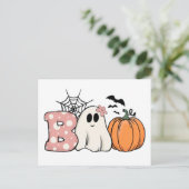 Halloween Boo Ghost Pumpkin Bats Cobweb Briefkaart (Staand voorkant)