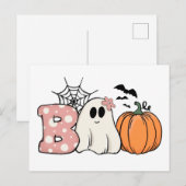 Halloween Boo Ghost Pumpkin Bats Cobweb Briefkaart (Voorkant / Achterkant)
