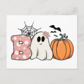 Halloween Boo Ghost Pumpkin Bats Cobweb Briefkaart (Voorkant)