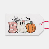 Halloween Boo Ghost Pumpkin Bats Cobweb Cadeaulabel (Voorkant (Horizontaal))