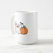 Halloween Boo Ghost Pumpkin Bats Cobweb Koffiemok (Voorkant links)