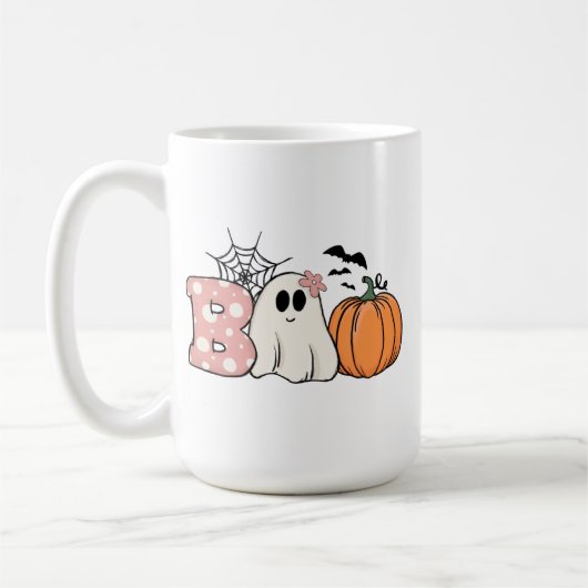 Halloween Boo Ghost Pumpkin Bats Cobweb Koffiemok (Links)