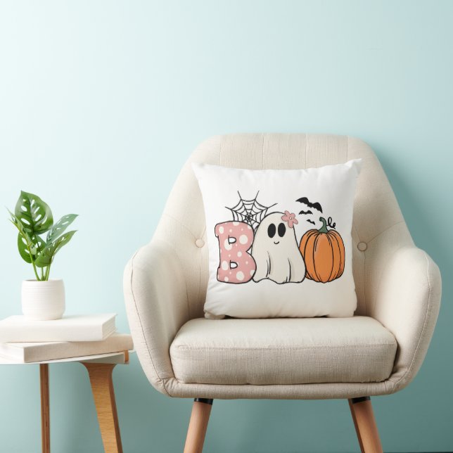Halloween Boo Ghost Pumpkin Bats Cobweb Kussen (Stoel)