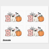 Halloween Boo Ghost Pumpkin Bats Cobweb Rechthoekige Sticker (Vel)