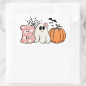 Halloween Boo Ghost Pumpkin Bats Cobweb Rechthoekige Sticker (Tas)