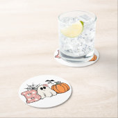 Halloween Boo Ghost Pumpkin Bats Cobweb Ronde Kartonnen Onderzetter (Insitu)