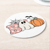 Halloween Boo Ghost Pumpkin Bats Cobweb Ronde Kartonnen Onderzetter (Gebogen)
