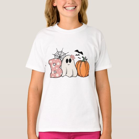 Halloween Boo Ghost Pumpkin Bats Cobweb T-shirt (Voorkant)