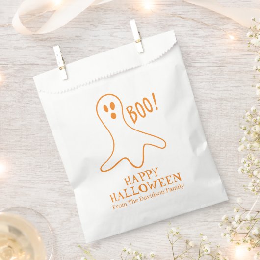 Halloween boo ghost sinaasappel wit aangepaste tra bedankzakje (Geknipt)