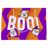 Halloween BOO Ghosts Orange Party Bag Groot Cadeauzakje (Voorkant)