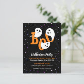 Halloween Boo Ghosts Paarse Confetti Briefkaart (Staand voorkant)