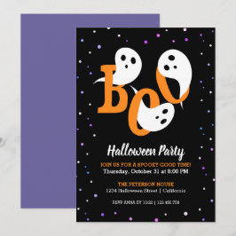 Halloween Boo Ghosts Paarse Confetti Kaart
