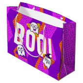 Halloween BOO Ghosts Purple Party Bag Groot Cadeauzakje (Achterkant Gekanteld)