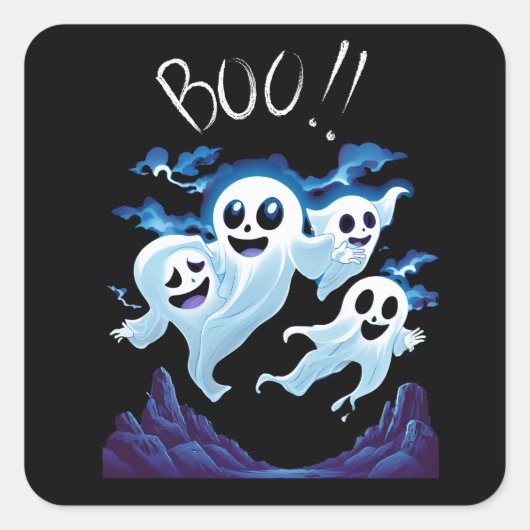 Halloween Boo Ghosts Vierkante Sticker (Voorkant)