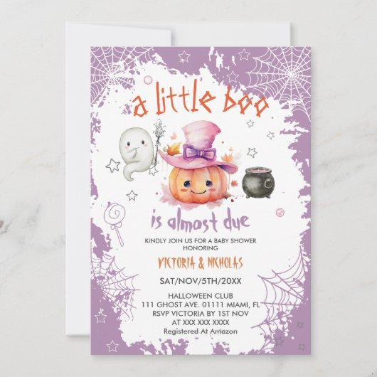 Halloween Boo Girl Baby shower Kaart (Voorkant)