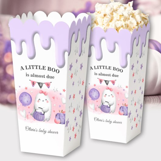 Halloween Boo Girl Baby shower Roze Paarse Popcorn Bedankdoosjes
