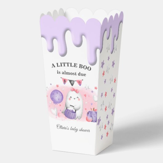 Halloween Boo Girl Baby shower Roze Paarse Popcorn Bedankdoosjes (Voorkant)