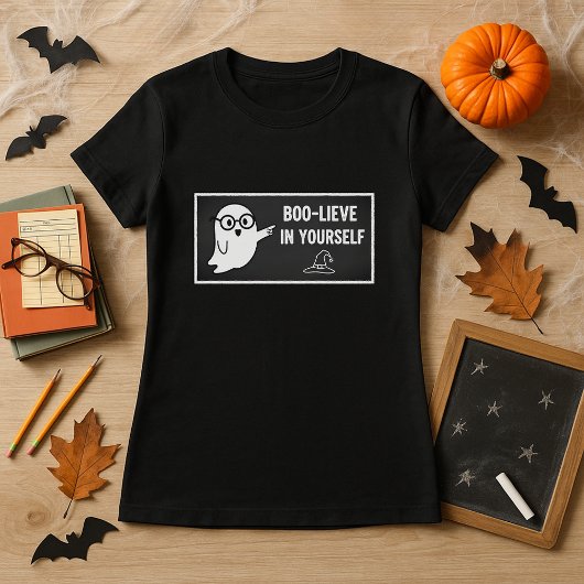Halloween BOO-LIEVE in jezelf leraar-bibliothecari T-shirt