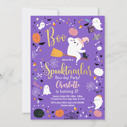 Halloween Boo Little Ghost Girl Birthday Party (Voorkant)